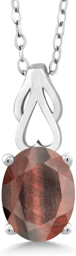 Miniatura 50 de Gem Stone King Collar de plata de ley 925 con piedra natal ovalada de 0.354 x 0.276 in Collar con colgante solitario para mujer Con cadena