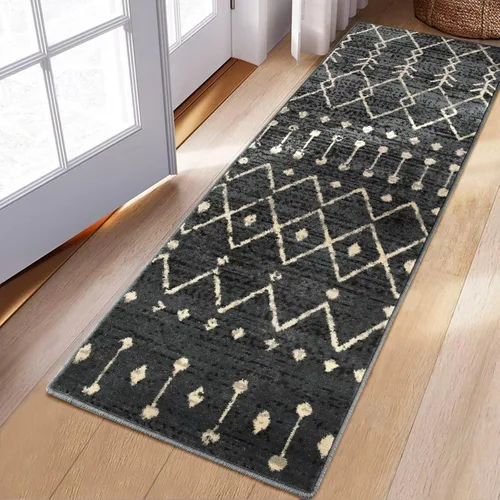 WESTLOOM Alfombra de pasillo de 2 x 6 pies, diseño de enrejado marroquí, alfombra larga con acento oriental, alfombra larga para interiores,