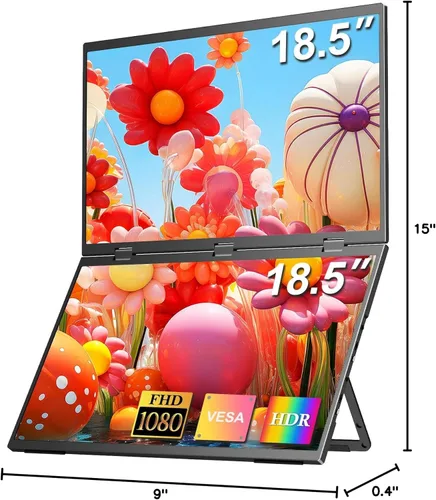 Miniatura 10 de COOLHOOD Monitor portátil de 18.5 pulgadas para laptop, 1080P FHD 100Hz 125% sRGB USB-C HDMI Monitor de viaje para laptop, Mac PC, pantalla portátil