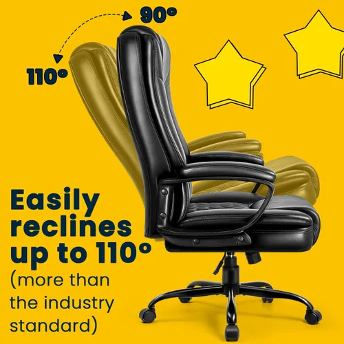 Miniatura 4 de OFIKA Silla de oficina en casa, silla grande y alta de 400 libras, diseño resistente, cojín ergonómico de respaldo alto, soporte lumbar para Negro