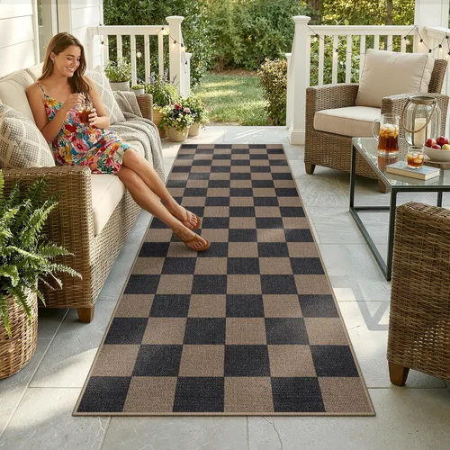 Miniatura 16 de Lahome Alfombra de yute a cuadros fácil 2'x3', alfombra pequeña para entrada, antideslizante, alfombra para la puerta delantera de la cocina