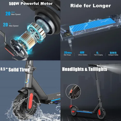 Miniatura 4 de Caroma Electric Scooters, Electric Scooter Adults, 800W Peak Motor, 25Miles Range&20Mph, Foldable E Scooter, Cruise Control, Dual Braking System,App