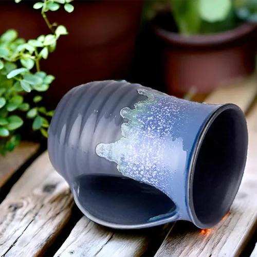 Miniatura 2 de Taza de café calentadora de manos de cerámica hecha a mano (MEJORADA) - Tazas grandes calentadoras de manos de cerámica de 16 onzas, regalo con Taza