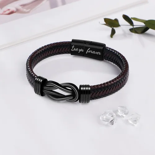 Miniatura 5 de Pulsera de cuero trenzado para hombre, regalo para hombres, marido, novio, papá, hijo, nieto, hermano, cumpleaños, día del padre, aniversario