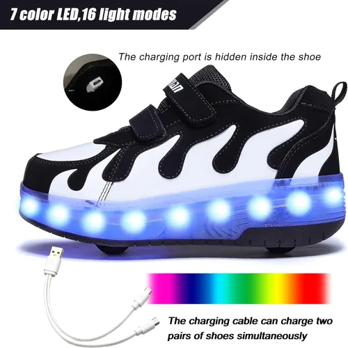 Miniatura 2 de AIkuass Zapatos con ruedas LED y USB recargables, zapatillas de patinaje con luces para niños y niñas