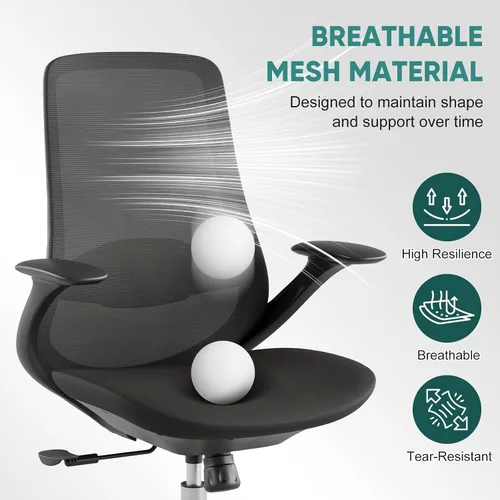 Miniatura 3 de Silla de oficina ergonómica de malla, silla de escritorio ejecutiva de 330 libras con soporte lumbar, reposabrazos 2D, cómodas sillas giratorias