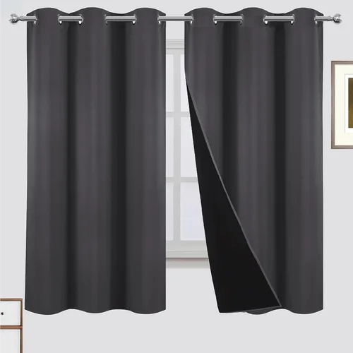 Miniatura 15 de LEMOMO Cortinas 100% opacas de 52 x 95 pulgadas, 2 paneles de oscurecimiento con aislamiento térmico para dormitorio Negro