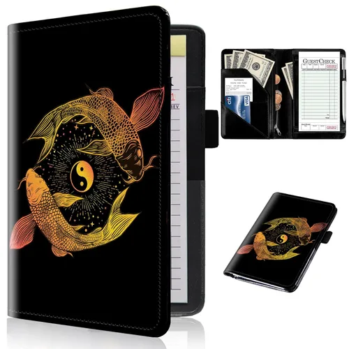 Miniatura 45 de Libros de servidor para camareras con bolsillo con cremallera – Libro de camarera gótico pastel con calavera de bruja, organizador de dinero