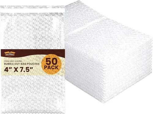 Miniatura 18 de The Boxery 3x5" Clear Self-Sealing Bubble Out Bag Pouches -50 Pack- Bubble Cushion Wrap Bags for Packing, Storage, Moving, and Shipping fragile items