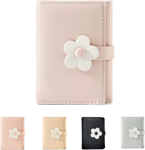 Miniatura 29 de MEISEE Billetera pequeña para niñas y mujeres, billetera de tres pliegues, bolsillo para efectivo, con estampado de flores, monedero con ventana