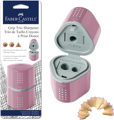 Faber-Castell Sacapuntas Grip Trio: Sombras de rosas