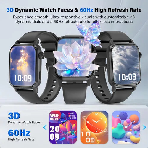 Miniatura 2 de Reloj inteligente, pantalla HD de 1.85 pulgadas, esfera dinámica 3D, actualización de 60 Hz, llamadas Bluetooth, linterna LED, más de 100 modos