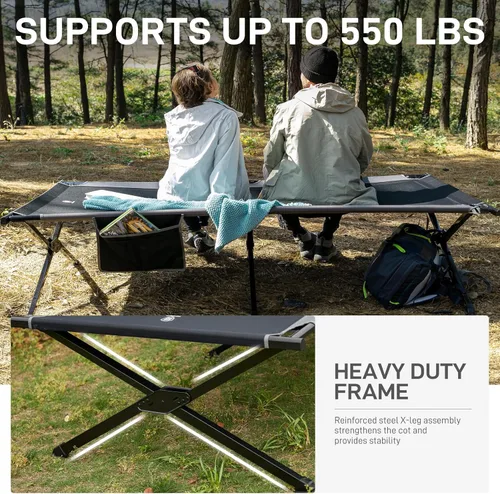 Miniatura 3 de EVER ADVANCED Catre de Campamento Extra Ancho para Adultos, Catres de Dormir de Tamaño Extragrande XXL, Cama Plegable con Bolsa de Transporte, 84.3
