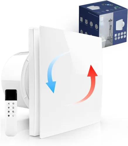 Extractor de baño montado en la pared de 4 pulgadas con control remoto motor EC de bajo ruido, fácil instalación de vidrio/pared, velocidad