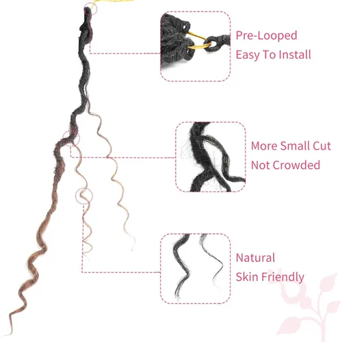 Miniatura 116 de Alicoco Goddess Locs Cabello de Ganchillo 12 Pulgadas 8 Paquetes Rastas Sintéticas de Ganchillo Para Mujeres Rastas Suaves Boho Pre-enrolladas River