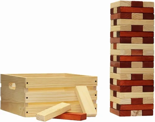 Miniatura 6 de Tailgating Pros Maderas gigantes de primera calidad con caja de madera natural – Juego gigante para patio al aire libre, la torre crece hasta más