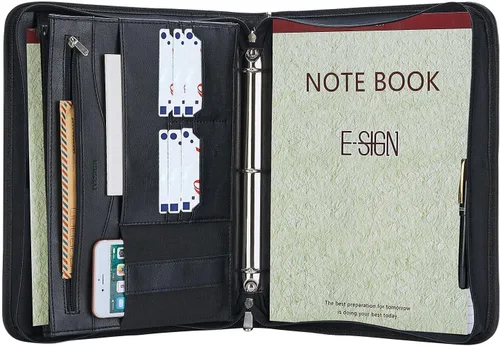 Miniatura 9 de Cuaderno Portafolio de Cuero con Carpeta, Portapapeles de Almacenamiento con Cubierta para Soporte de Bloc Legal Tamaño Carta A4, Bloc de Escritura