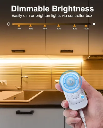 Miniatura 3 de Tira de luz LED con sensor de movimiento, iluminación debajo del gabinete con adaptador de corriente, 6 luces ajustables de brillo y temporizador