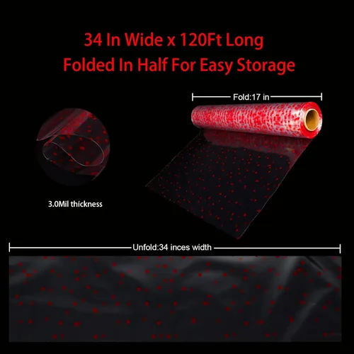 Miniatura 2 de CMFYHM Rollo de Envoltorio de Celofán Transparente (34" x 120 Pies) 3Mil Celofán de Lunares Rojos, Rollo de Envoltorio de Celofán para Regalos