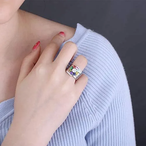 Miniatura 4 de AILIN Anillos personalizados con piedra natal para mujer, plata de ley 925, anillo personalizado con nombre, abuela, día de la madre, regalo