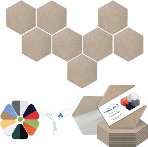 Miniatura 36 de Mollywell Paneles acústicos hexagonales, de alta densidad, insonorizantes, azulejos de fieltro decorativos para reducción de ruido para techos