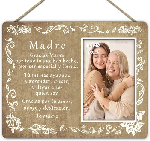 KU-DaYi Marco de fotos para madre, regalo de cumpleaños de mamá y día de la madre de parte de hijo, hija o niños, marco de pared y mesa de 4