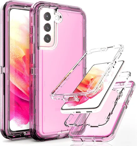 Miniatura 13 de Funda resistente 3 en 1 para Galaxy S21 (no para S21 Plus), con película de TPU flexible y película de lente de cámara, paquete de 2 fundas