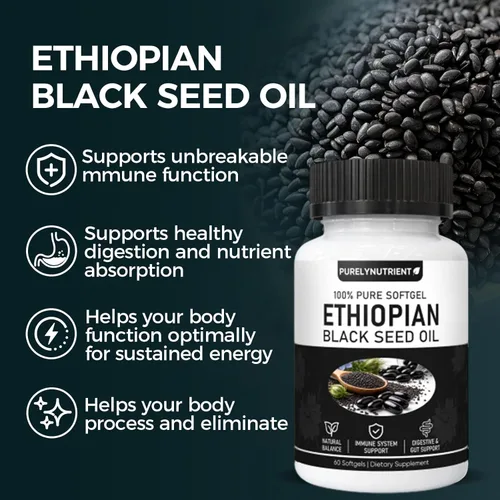 Miniatura 4 de PurelyNUTRIENT Cápsulas de aceite de semilla negra etíope con 4.64% de timoquinona, apoyo inmunológico y refuerzo de la digestión y energía, sin