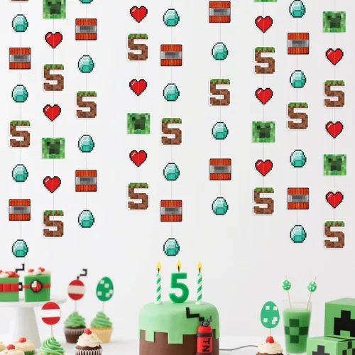 Miniatura 8 de Decoraciones de cumpleaños de dinosaurio de 52 pies para niños, pancarta de cumpleaños de tercer dinosaurio Rex, guirnalda de serpentinas, telón