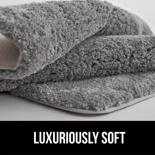 Miniatura 7 de GORILLA GRIP Alfombras de baño, ultra suaves, absorbentes, de felpa gruesa, lavables a máquina, microfibra de secado rápido, tapetes para ducha, Gris