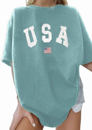 Miniatura 2 de Remidoo - Camiseta informal de manga corta para mujer, cuello redondo, corte amplio, con estampado de arcoíris