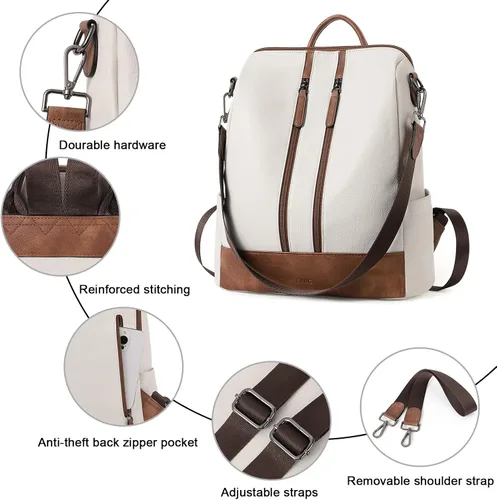 Miniatura 21 de CLUCI - Mochila de cuero para mujer, convertible, grande, para viajar, de diseñadora, moda, casual, bolso de hombro universitario