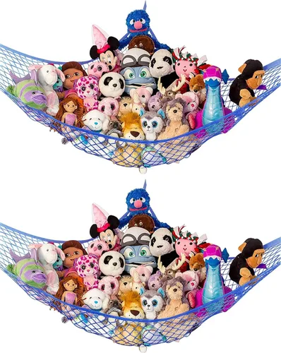 Lilly's Love Hamaca grande para animales de peluche, organizador colgante de esquina, almacenamiento de juguetes, red de almacenamiento de animales