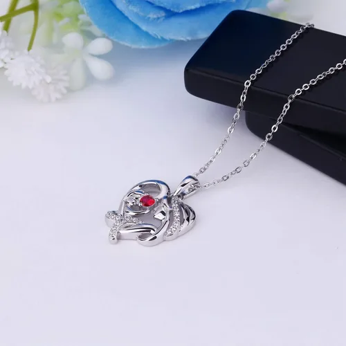 Miniatura 5 de JO WISDOM Collar de plata de ley 925 con colgante de corazón AAA, para madre e hija, regalo para mamá