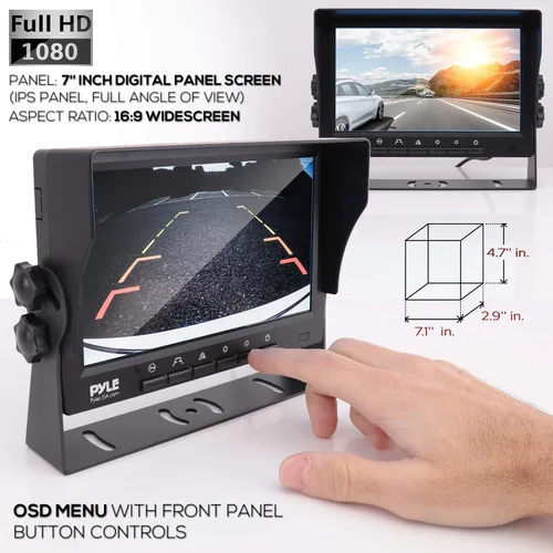 Miniatura 4 de Pyle Cámara de visión trasera con monitor - Kit de cámara de respaldo inalámbrica y monitor con panel LCD TFT HD de 7 pulgadas 1080p HD IPS y cámara
