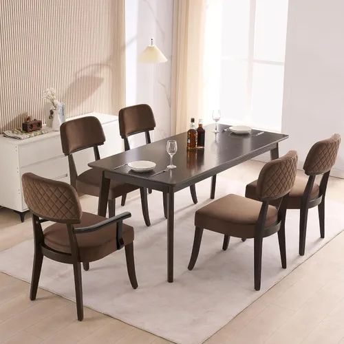 Miniatura 31 de adochr Sillas de comedor de terciopelo con brazos, sillas de comedor tapizadas con patas de madera dura y respaldo curvado abierto, sillas de cocina