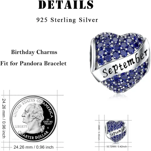 Miniatura 6 de Abalorio Dalaran de plata de ley 925 con forma de corazón, para brazalete, feliz cumpleaños, para mujer