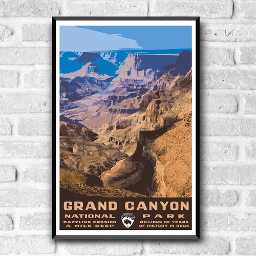Miniatura 2 de Póster de viaje de estilo vintage del Parque Nacional del Gran Cañón, 8 x 10, 12 x 18, 18 x 24 pulgadas, 24 x 36 pulgadas, 4 x 6 pulgadas, impresión