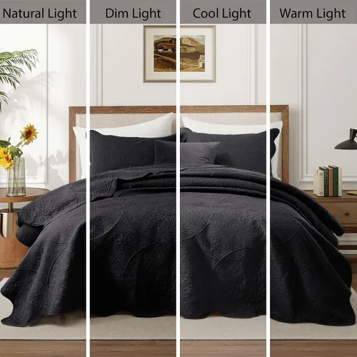 Miniatura 251 de MOONLIGHT20015 Edredón tamaño King (106 x 96 pulgadas) con 2 fundas de almohada (20 x 36 + 2 pulgadas) para todas las estaciones, juego de cama Azul