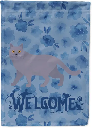 Miniatura 20 de Caroline's Treasures CK4813CHF - Bandera de bienvenida con gato abisinio azul, manga grande, para porche, para colgar en la pared, poliéster