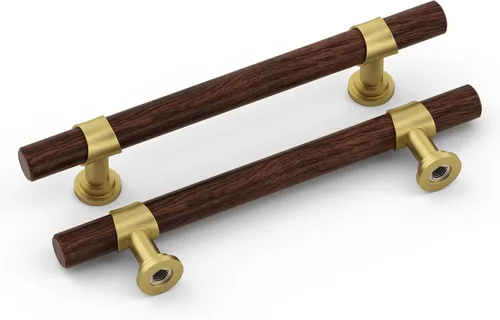 Miniatura 28 de Homdiy - Paquete de 10 tiradores de gabinete de 3–3/4 pulgadas de níquel cepillado y oro, manijas de gabinete plateadas, manijas de níquel cepillado