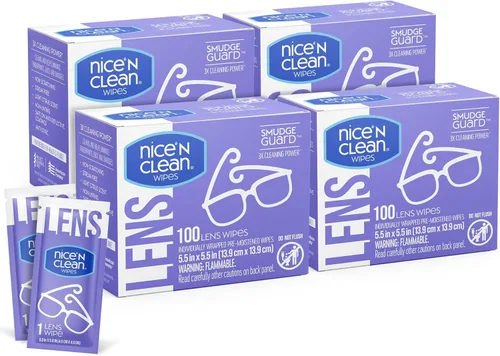 Miniatura 11 de Nice 'N CLEAN SmudgeGuard Toallitas para lentes (600 toallitas en total) Toallitas para lentes envueltas individualmente, prehumedecidas, sin
