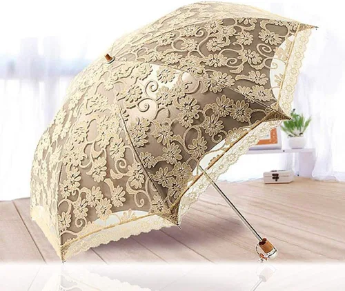 Miniatura 13 de Orgrimmar Sombrilla de encaje para mujer, protección anti-UV, UPF 50+, paraguas plegable ligero y portátil (negro)