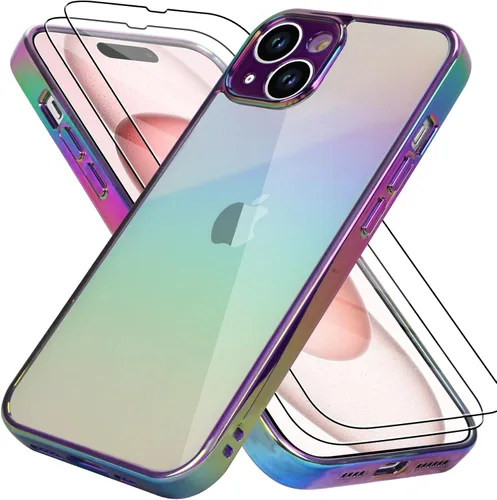 Miniatura 9 de Bonoma Funda magnética para iPhone 13 【Soporte para Magsafe】Protector de cámara de lujo de cristal fluorescente iridiscente con láser brillante + 2