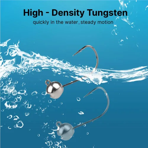Miniatura 6 de 10 cabezas de tungsteno con soporte para cebo, cabeza redonda para pequeños cebos de plástico y peces, Crappie y Bluegills Sin pintar