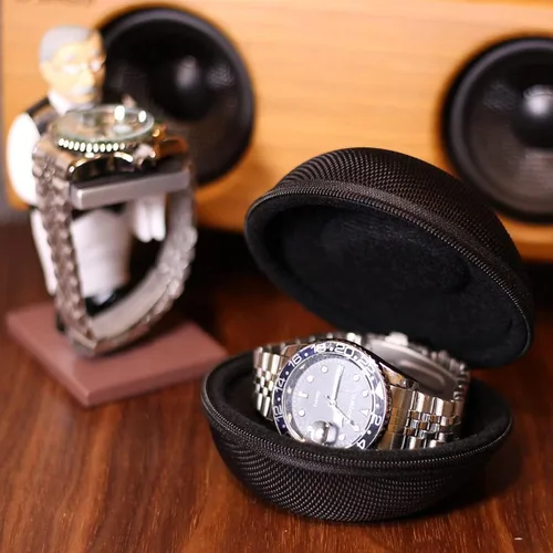 Miniatura 2 de Besforu Estuche de viaje para reloj para hombres y mujeres, caja de almacenamiento portátil de un solo reloj y organizador para relojes de pulsera