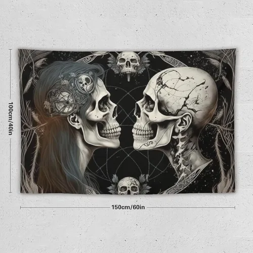 Miniatura 5 de Naykow Tapiz hippie de calavera, esqueleto gótico, tarot, tapiz de luna bruja, grunge, tapiz estético para dormitorio, tapiz de Santa Muerte