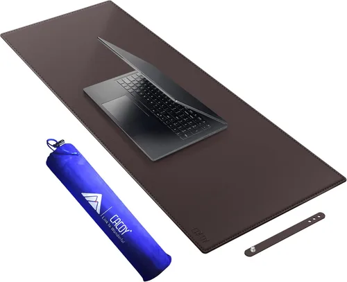 Miniatura 41 de Cacoy Tapete de escritorio de cuero, 70.8 x 24 pulgadas, tamaño mega, extendido, tapete de escritorio profesional para escritorio completo, Negro