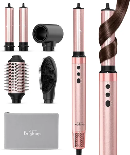 Brightup Air Styler 5 en 1, cepillo secador de pelo de alta velocidad de 1400 W, rizador de pelo automático profesional con botón de disparo frío,