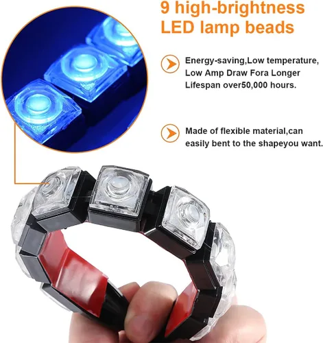 Miniatura 3 de 2 piezas de 9 LED tira de luces de circulación diurna DRL, lámpara antiniebla de punto brillante flexible, luz de alto poder de despeje, accesorios